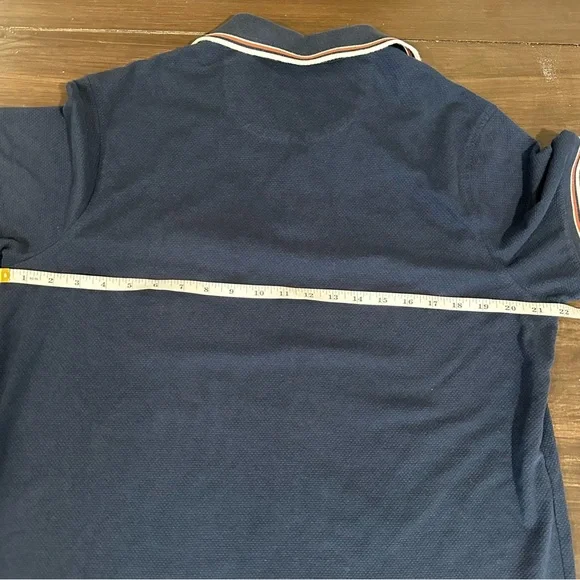 Goodfellow & Co Navy Polo Shirt Striped Trim Pocket Men’s Large - Picture 5 of 6